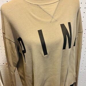 Victoria's Secret Beige Crop Top with Black Graphic